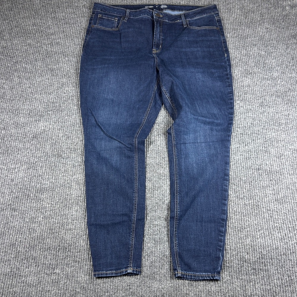 Old Navy Jeans Womens 18 Rockstar Super Skinny High Rise Dark Wash Secret Smooth
